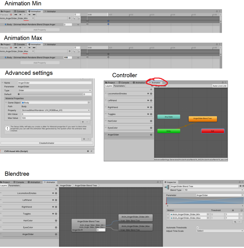 Slider blendshape advanced settings.